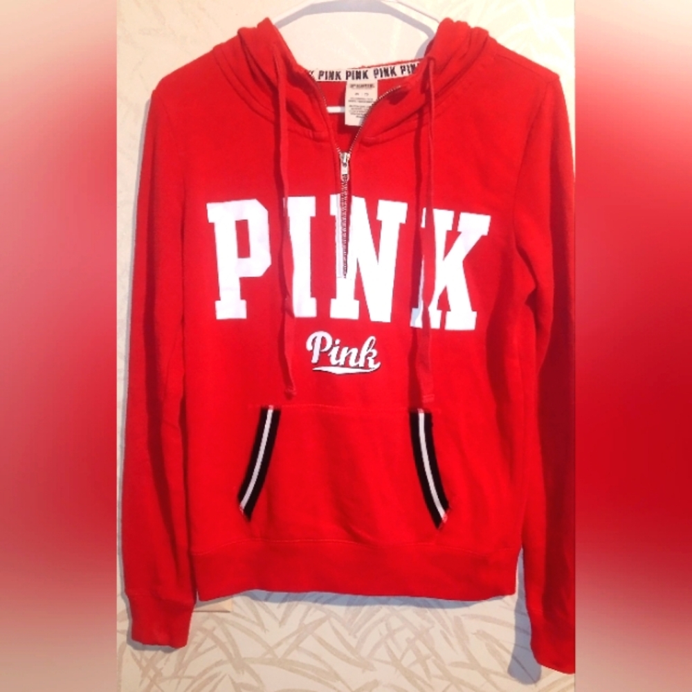 SOLD💥Vintage PINK Victoria's Secret Red Hoodie Size Small Ptp 20 22 stretches - Picture 1 of 5